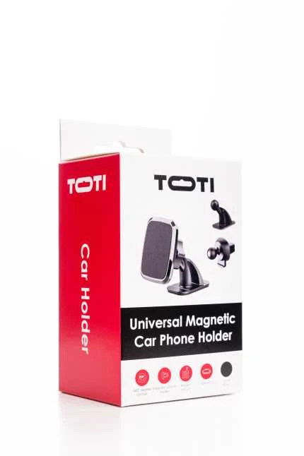 SEEK TOTI Magnetic Square Shape Car Holder with 3M Glue Mount, Juodas