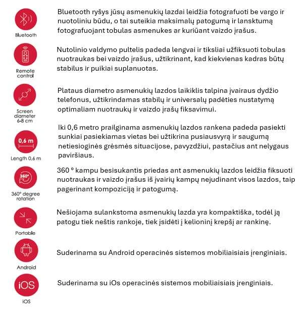 SEEK TOTI asmenukių lazda su paslėpto dizaino stabiliu trikoju Q12, Juodas