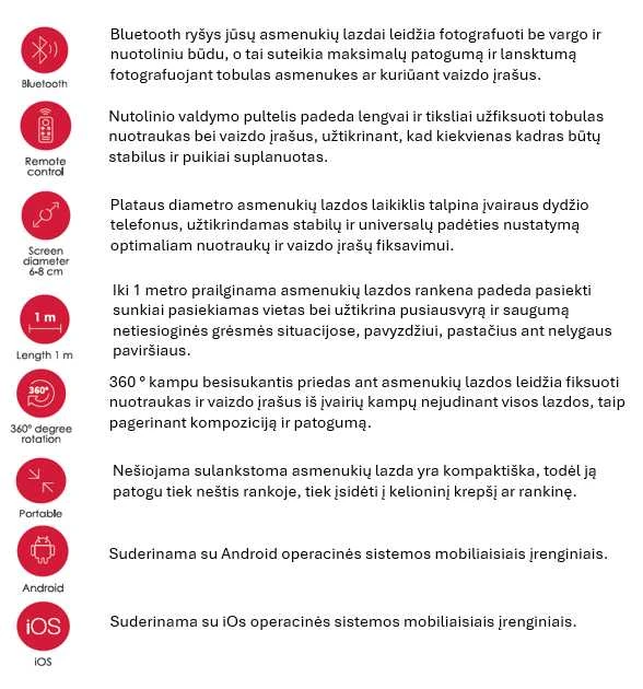 SEEK TOTI asmenukių lazda su lengvu laikikliu, trikoju L12-B, Juodas