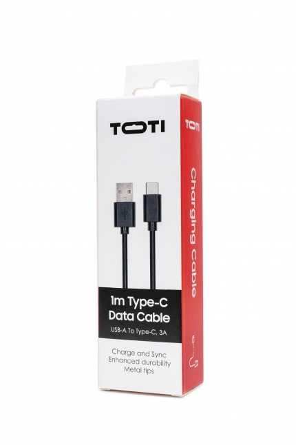 SEEK TOTI USB-A to Type-C, 1m PVC Data Cable 3A, Juodas