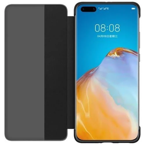 Dėklas Smart View Flip dangtelis, skirtas Huawei P40 Pro (Juodas)