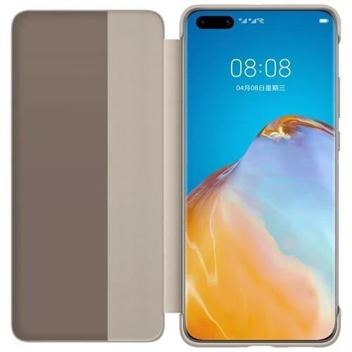 Dėklas Smart View Flip dangtelis, skirtas Huawei P40 Pro (Khaki)
