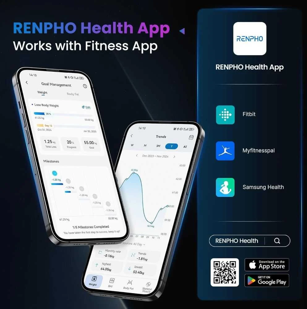 Svarstyklės RENPHO Elis 1S Smart Body Scale Baltas