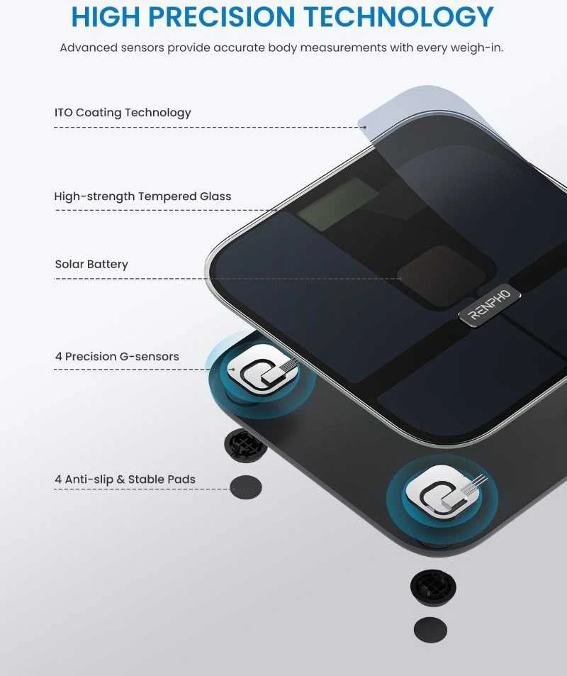 Svarstyklės RENPHO Elis Solar 2 Smart Scale Juodas