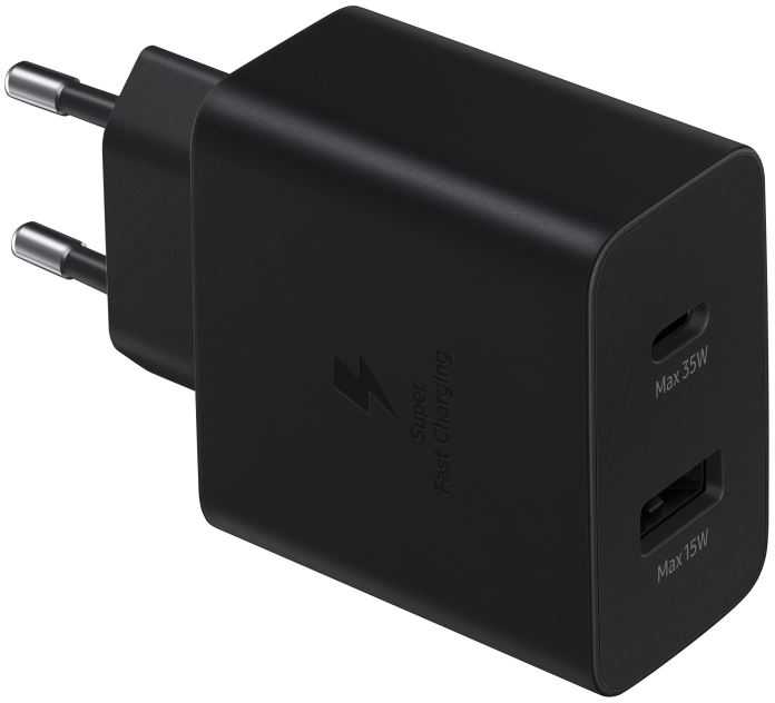 T5020XBEGEU Samsung 50W Power Adapteris DuoType-C, USB, Juodas (Juodas)