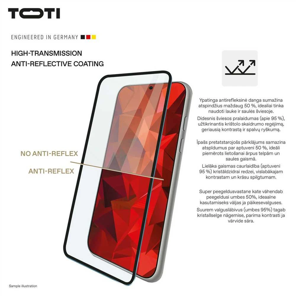 „Toti Premium PREMIUM“ grūdinto stiklo 3D ekrano apsauga, skirta „Samsung Galaxy S25 Ultra“.