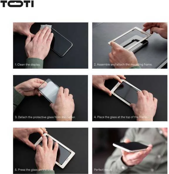 „Toti Premium PREMIUM“ grūdinto stiklo 3D ekrano apsauga, skirta „Apple iPhone 16“ telefonui.