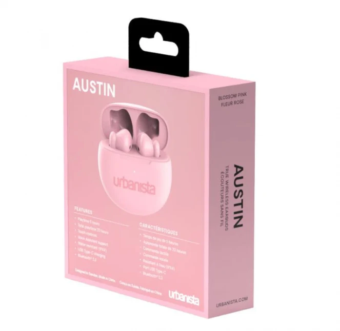 Belaidės ausinės Urbanista Austin, rožinės spalvos
