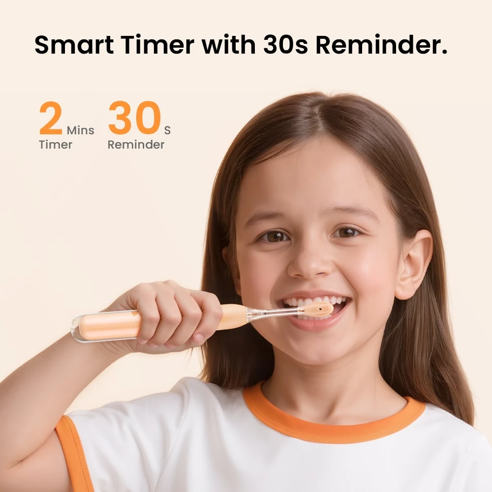 Vaikiškas elektrinis dantų šepetėlis Oclean Ease Kids, oranžinės spalvos