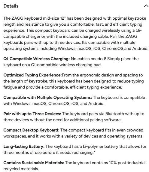 ZAGG Pro Klaviatūra 12 inch-Charcoal-UK (wireless charging on mat)