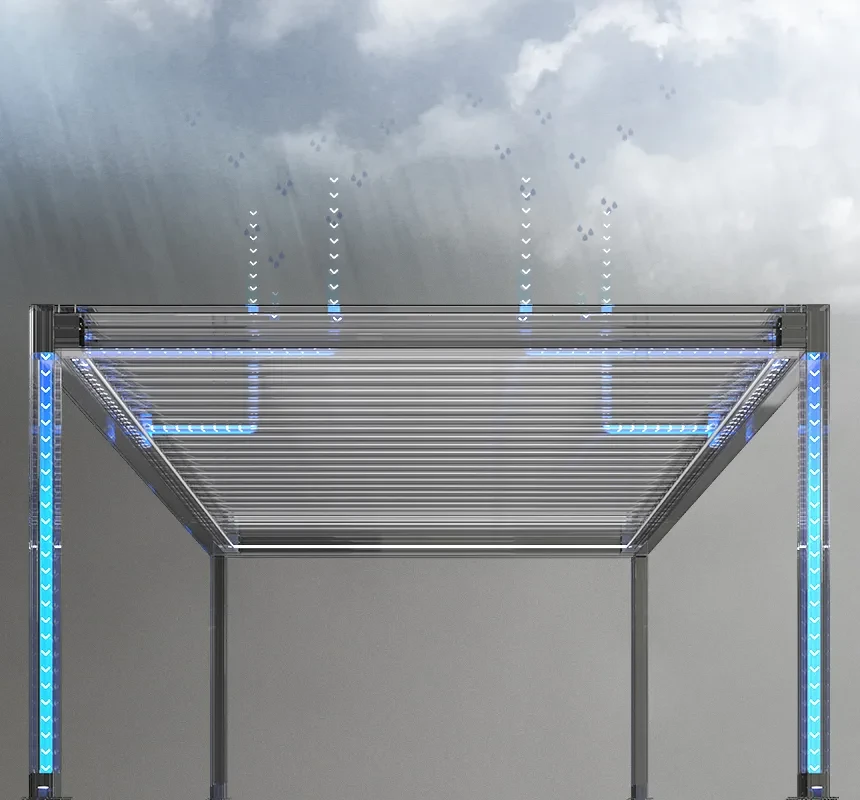 Pergola Bioclimatic: 3000x4000 mm, be LED, laisvai pastatoma pavėsinė aprašymas - Prekės nuotrauka