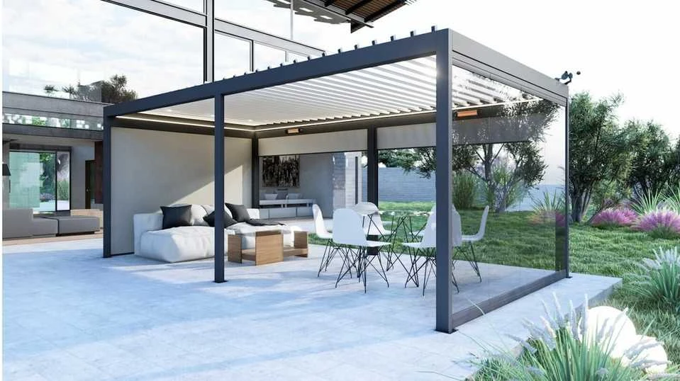 Pergola Bioclimatic: 3000x6000 mm, be LED, laisvai pastatoma
