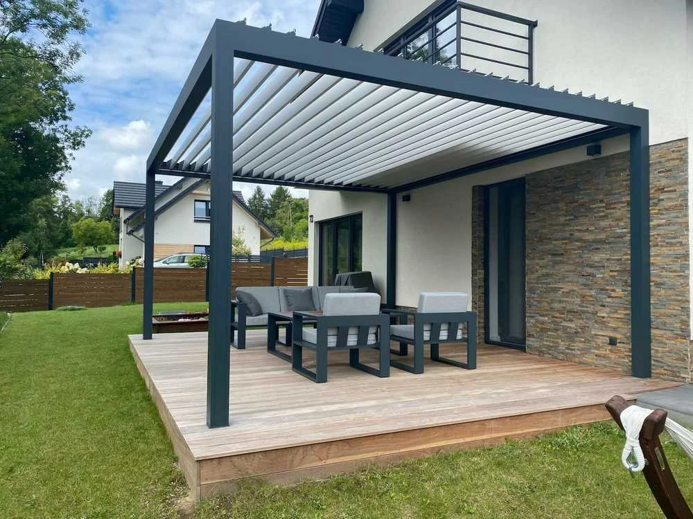 Pergola Bioclimatic: 3000x6000 mm, be LED, laisvai pastatoma