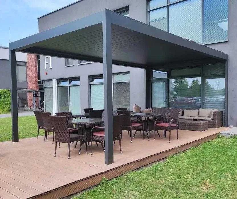 Pergola Bioclimatic: 4000x5000 mm, be LED, laisvai pastatoma