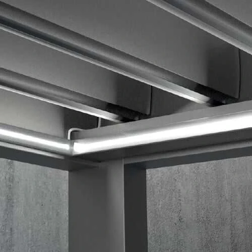 Pergola Bioclimatic: 4000x5000 mm, be LED, laisvai pastatoma