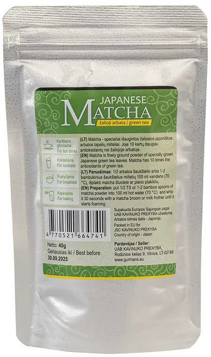 Gurmans Japoniška matcha arbata, 40g