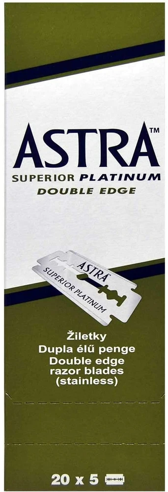 ASTRA Superior Platinum Double Edge Dviašmeniai skutimosi peiliukai, 20x5 vnt.