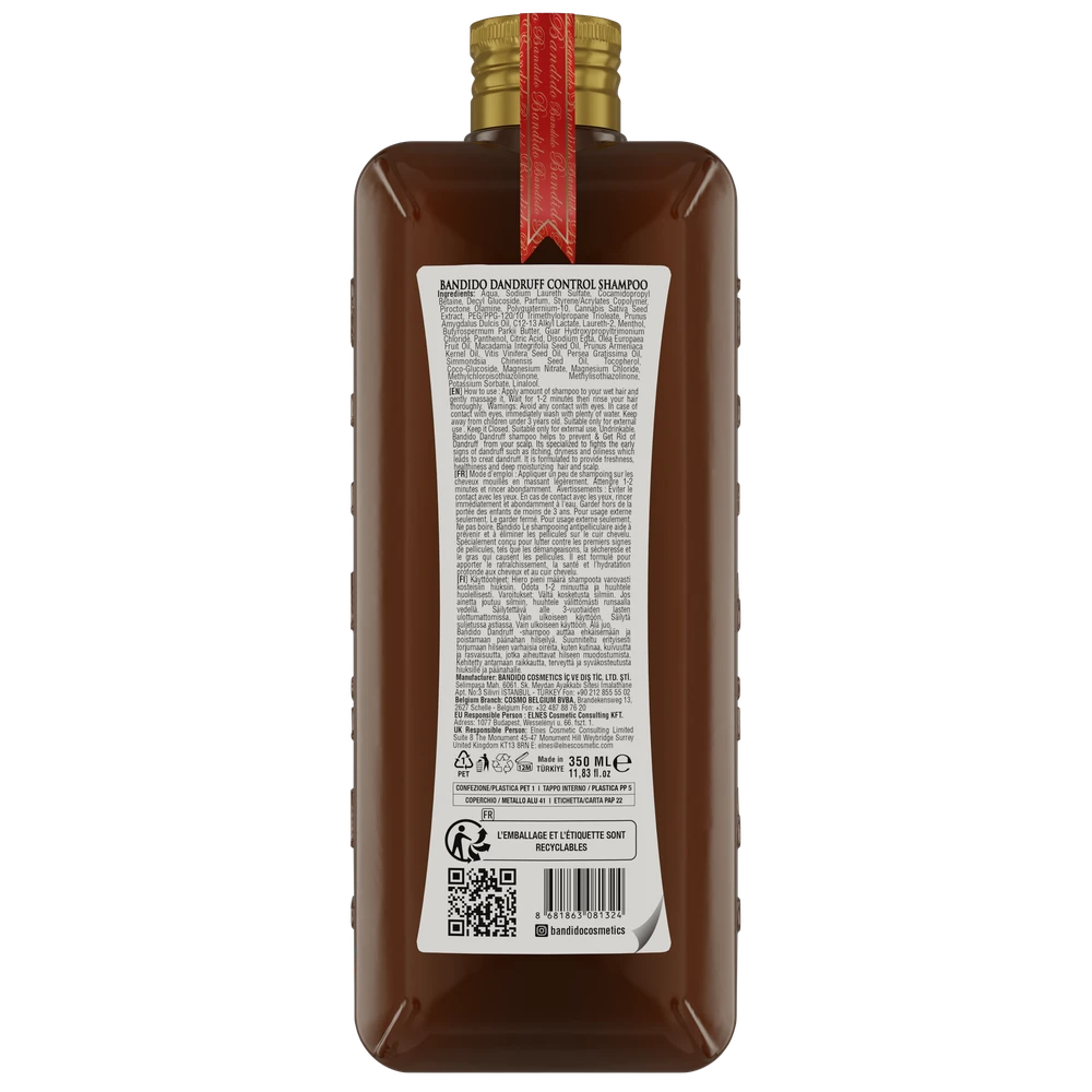 Bandido Cosmetics Bandido Hair Šampūnas DANDRUFF CONTROL Plaukų šampūnas nuo pleiskanų, 350 ml