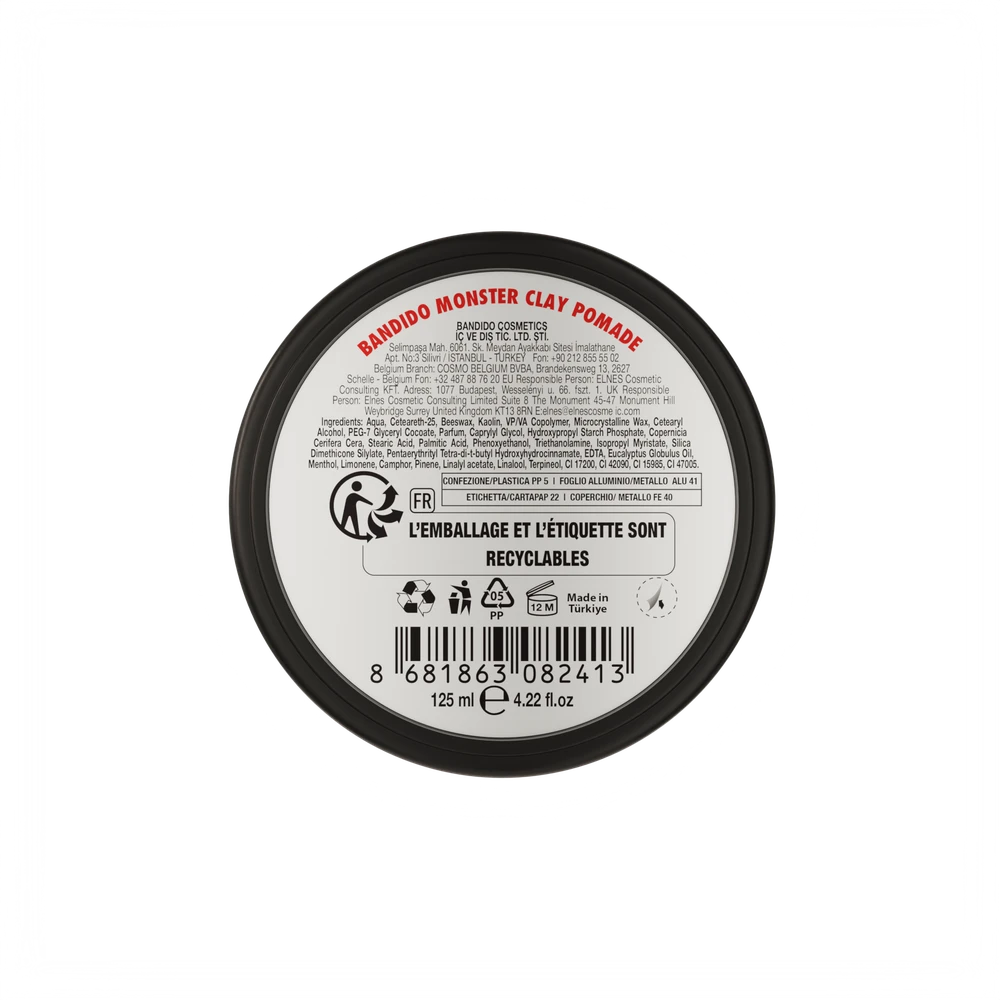Bandido Cosmetics Bandido Monster Clay Pomade Matinė molio pomada plaukams, 125 ml