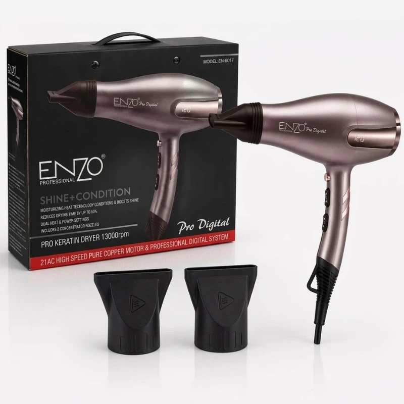 ENZO Professional Pro Digital Plaukų džiovintuvas su LCD ekranu EN-6017, Pilkas, 2000W