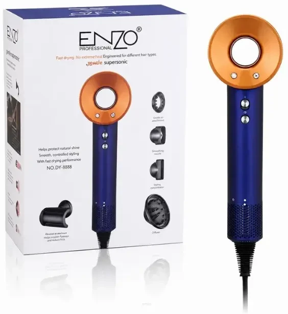 ENZO Professional Supermotor Air Amplifier Plaukų džiovintuvas DY-888, Navy Mėlyna