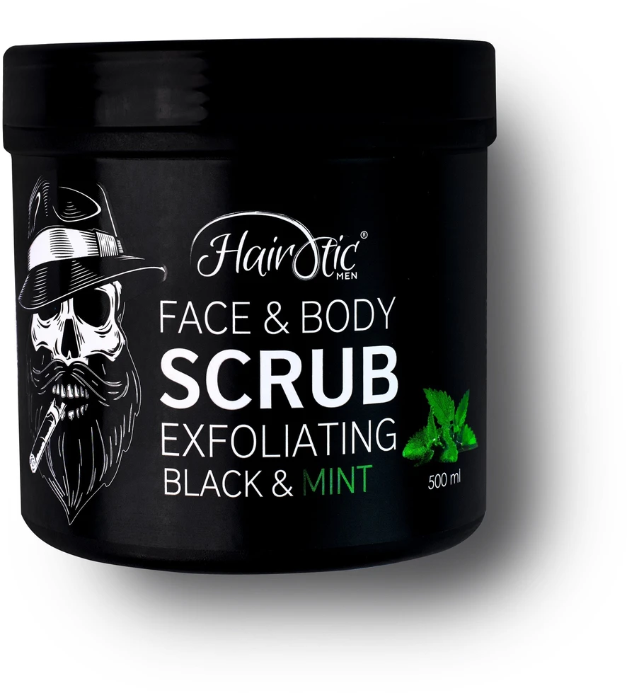 Hairotic Men Hairotic Juodas & Mint Scrub Šveitiklis veidui ir kūnui, 500ml