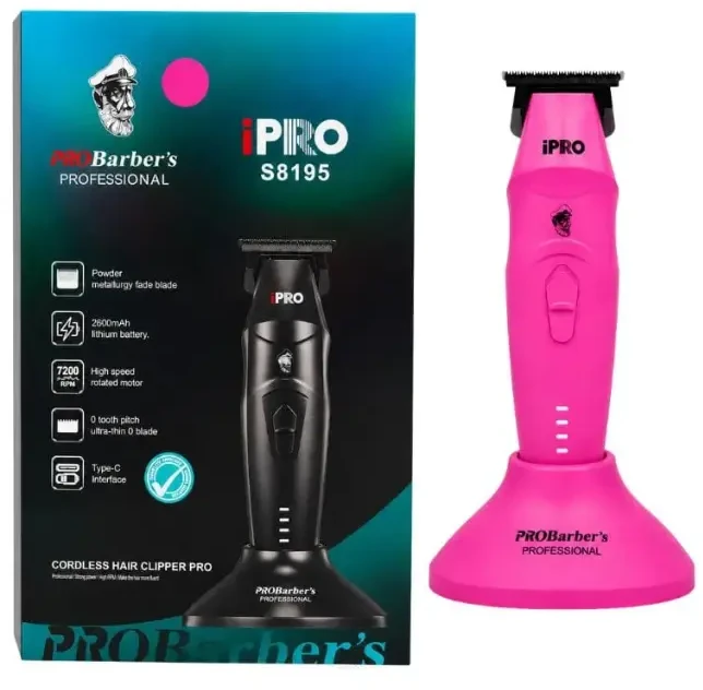 Ipro Probarbers iPRO Hair Trimmer Belaidis plaukų trimeris S8195, Rožinis