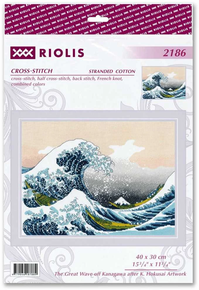 Riolis Kryželiu siuvinėjimo rinkinys „Didysis bangos ties Kanagava po K. Hokusai meno kūrinio“ 40x30 SR2186