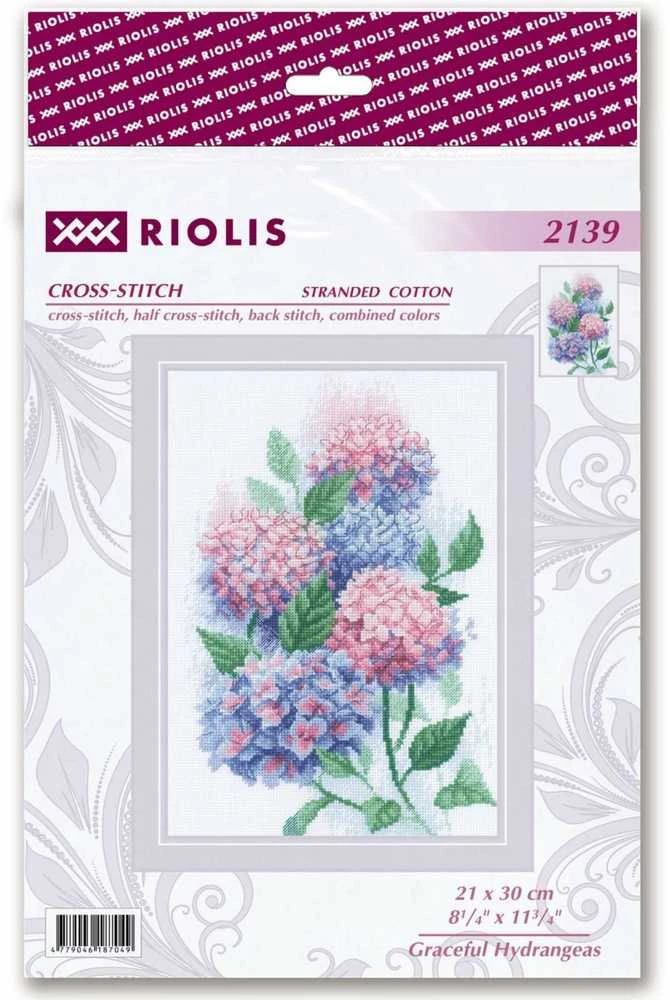 Riolis Kryželiu siuvinėjimo rinkinys Grakščios Hortenzijos 21x30 SR2139