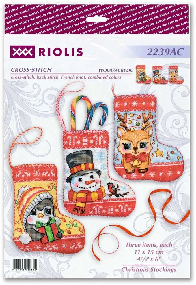 Riolis Kryželio siuvinėjimo rinkinys Kalėdų kojinės 11x15 SR2239AC