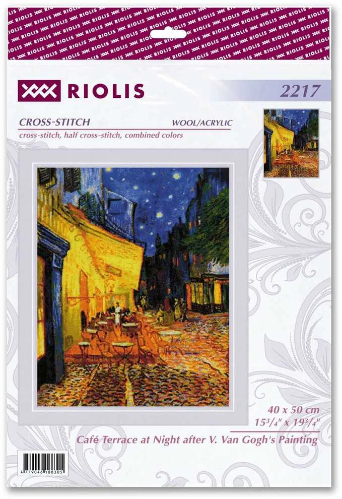 Riolis Kryželiu siuvinėjimo rinkinys „Naktinė kavinės terasa pagal V. Van Gogo paveikslą“ 40x50 SR2217