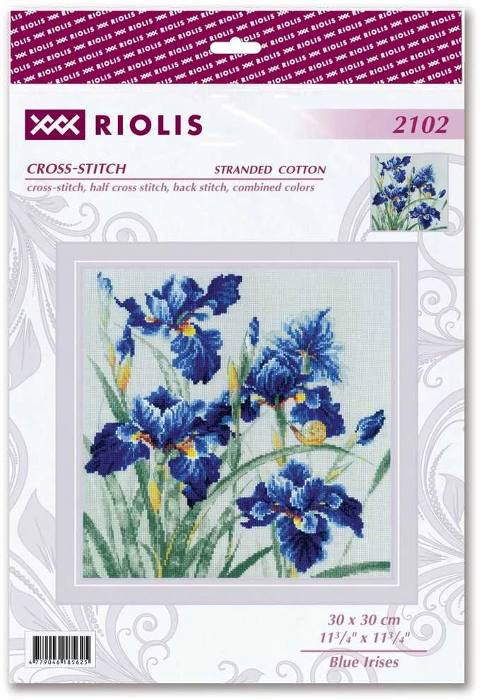 Riolis Kryželiu siuvinėjimo rinkinys Mėlyni ir irizai 30x30 SR2102
