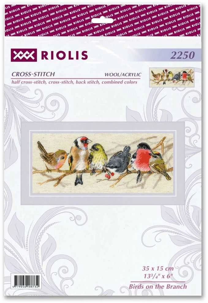 Riolis Kryželio siuvinėjimo rinkinys "Paukščiai ant šakos" 35x15 cm SR2250