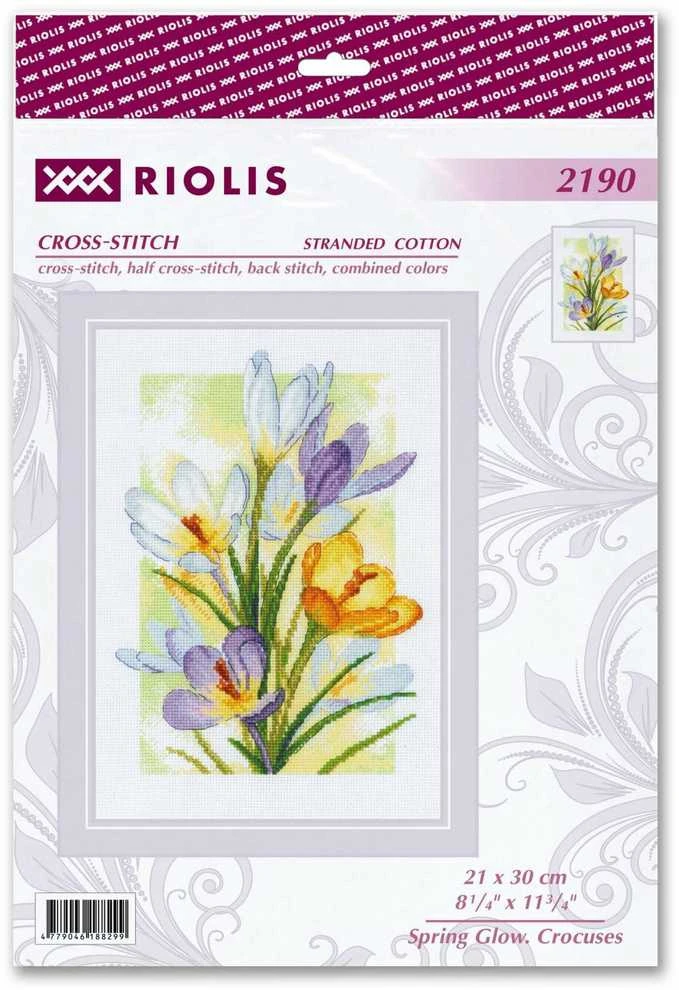 Riolis Kryželiu siuvinėjimo rinkinys „Pavasario švytėjimas. Krokai“ 21x30 SR2190