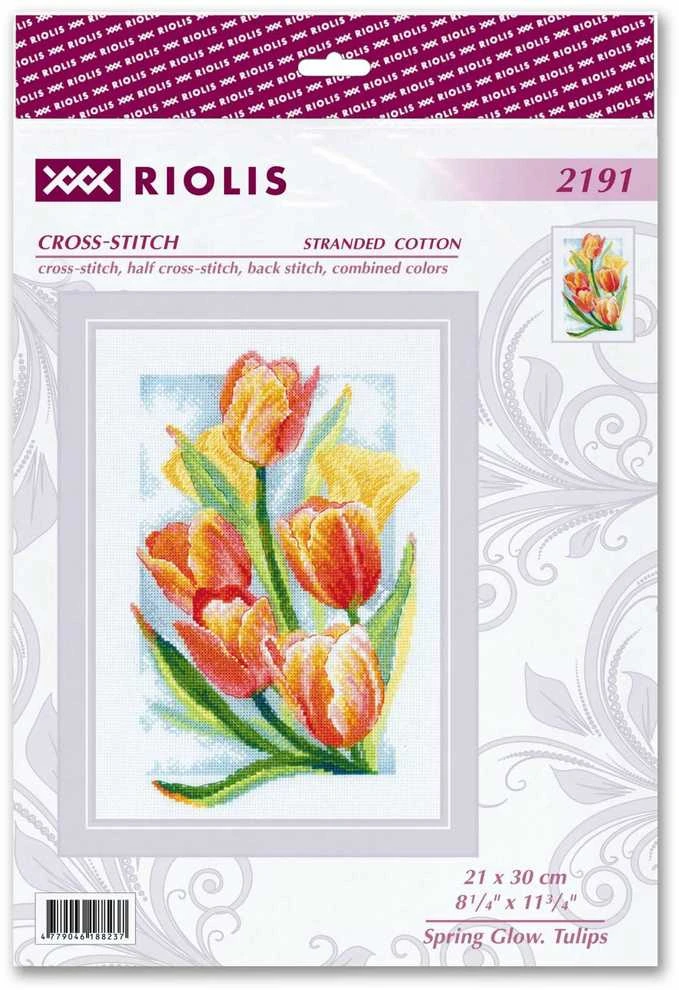Riolis Kryželiu siuvinėjimo rinkinys "Pavasario švytėjimas. Tulpes" 21x30 SR2191
