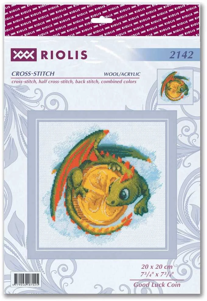 Riolis Kryželiu siuvinėjimo rinkinys "Sėkmės moneta" 20x20 SR2142