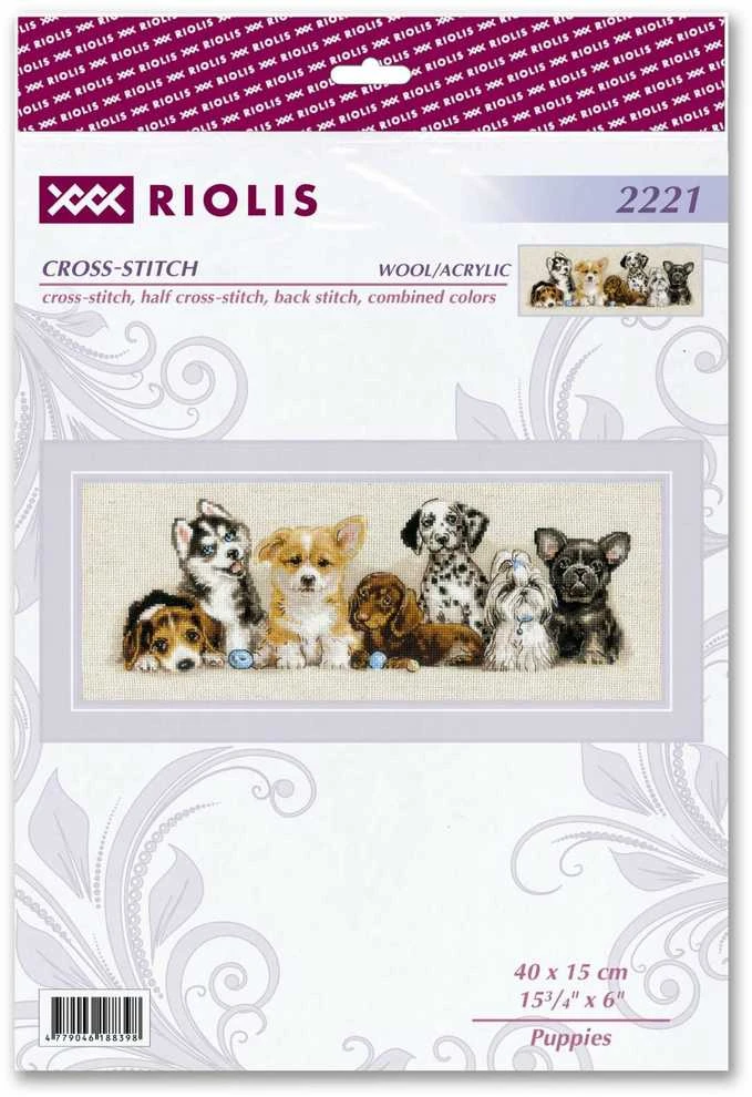 Riolis Kryželių siuvinėjimo rinkinys "Šuniukai" 40x15 SR2221