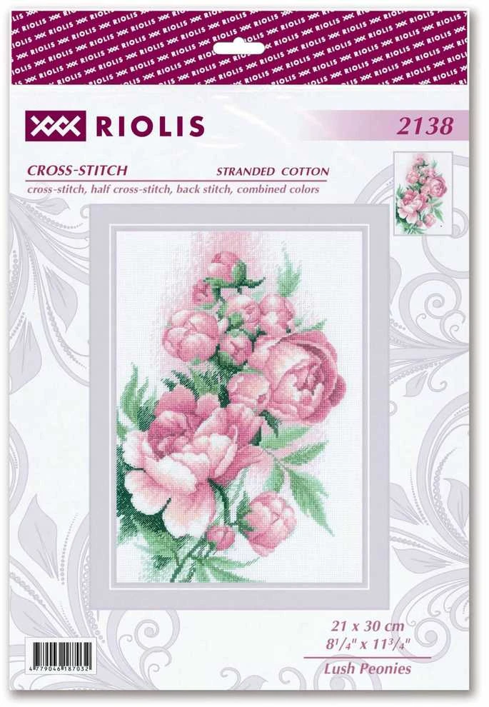 Riolis Kryželiu siuvinėjimo rinkinys „Lush Peonies“ 21x30 SR2138