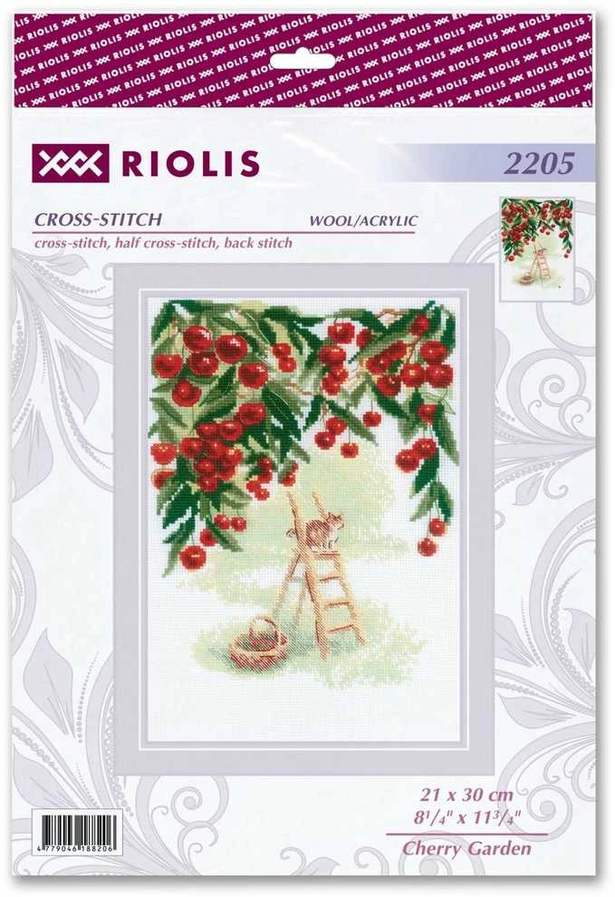 Riolis Kryželių siuvinėjimo rinkinys "Vyšnių sodas" 21x30 SR2205