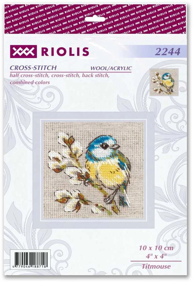Riolis Kryželiu siuvinėjimo rinkinys „Zylė“ 10x10 cm SR2244