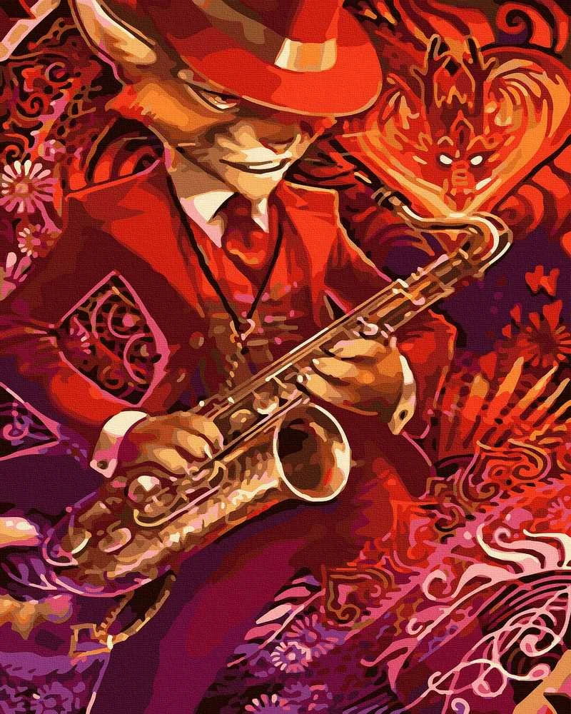 Tapyba pagal skaičius Muzikantas Katinas 40x50 cm