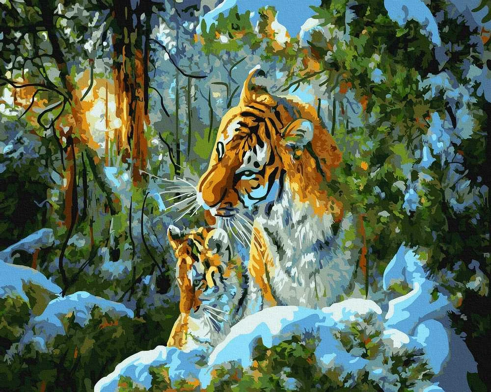 Tapyba pagal skaičius Mama su tigro jaunikliu 40x50 cm