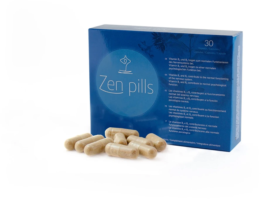 Zein Pharma 500 Cosmetics, Zen Pills, L-Tryptophan, Magnesium Stearate, Hops, Passiflora, L-Theanine, Vitamin B6 & Vitamin B1, Control Anxiety & Stress, Capsules, 30 capsules Unisex