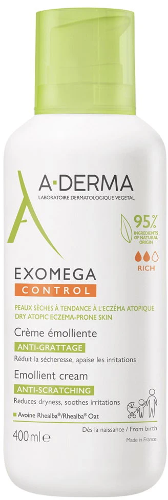 A Derma Exomega Control Emollient Kreminis veido ir kūno kremas-emolientas sausai, atopinei odai 400ml