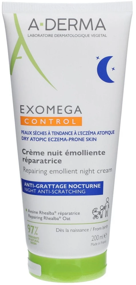 A-Derma Exomega Control minkštinamasis naktinis kremas veidui, 200 ml