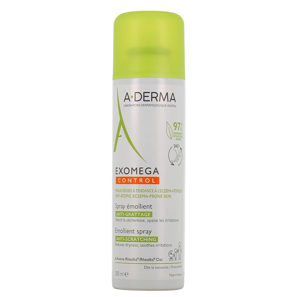 A-Derma Exomega Control Purškiklis purškiamas veido ir kūno emolientas sausai odai, 200 ml
