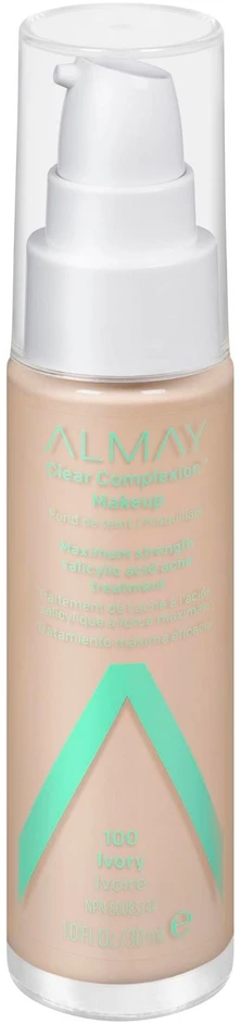 „Almay Clear Complexion“ salicilo rūgšties skystas makiažo pagrindas, 100 dramblio kaulo spalvos, 30 ml