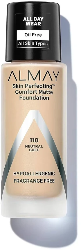 „Almay Skin Perfect Comfort Matte“ skystas makiažo pagrindas, 110 neutralus blizgus SPF 15, 30 ml