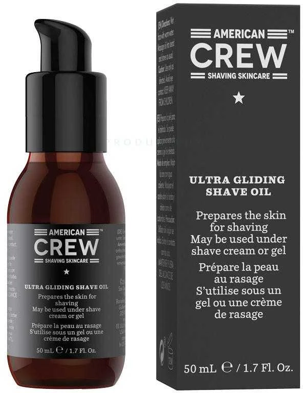 „American Crew“ skutimosi odos priežiūros itin gildinantis skutimosi aliejus, 50 ml