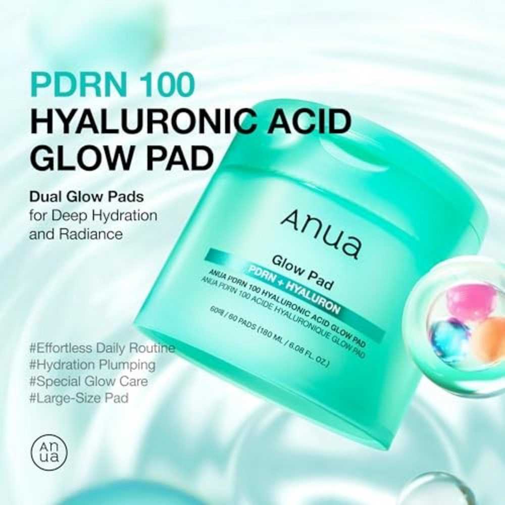„Anua Glow Vegan Hydration“ – nulupamos pagalvėlės, skirtos naudoti ryte ir vakare. Toniko padeliai, 60 vnt.